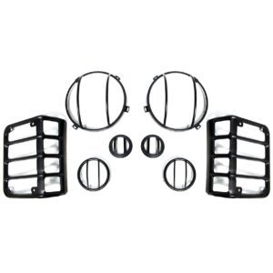 RS-JKSET01 - 07-17 Jeep JK Iron Light Cover Set - Front/Side Markers, Headlights, Taillights