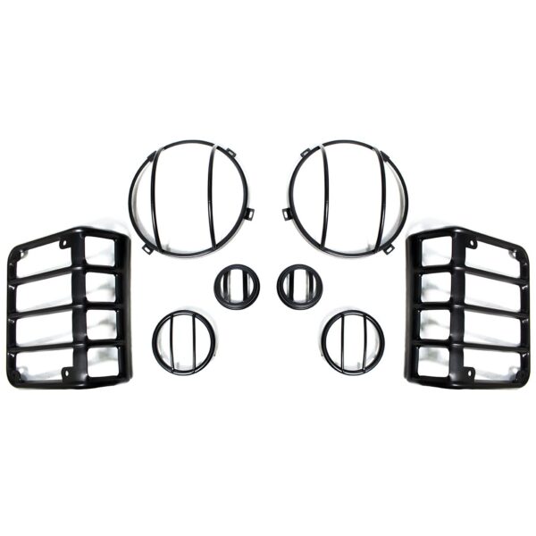 RS-JKSET01 - 07-17 Jeep JK Iron Light Cover Set - Front/Side Markers, Headlights, Taillights