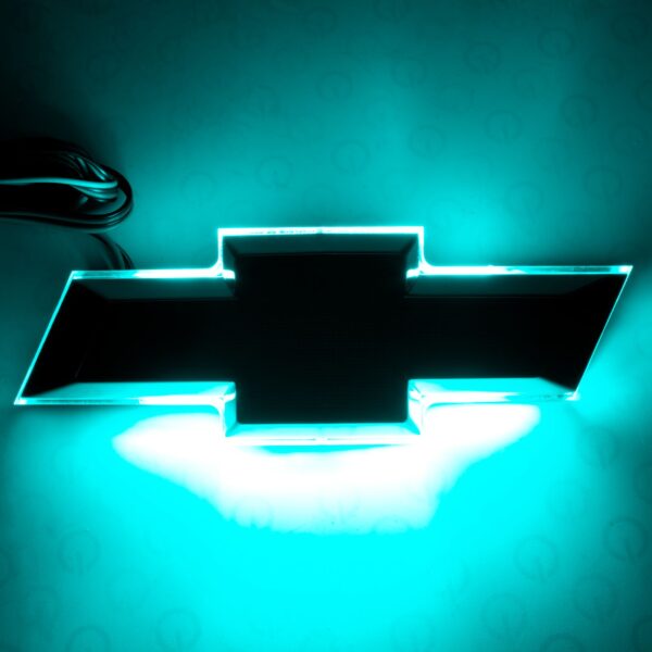 3031-010 - Illuminated Bowtie - Gloss Black Center - Aqua