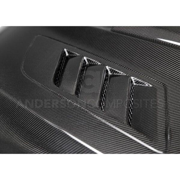 Anderson Composites, AC-HD15FDMU-AB-DS, Ram air double sided carbon fiber hood for 2015-2017 Ford Mustang