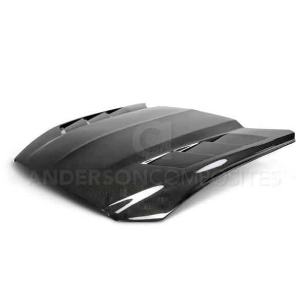 Anderson Composites, AC-HD15FDMU-SA-DS, Heat extractor double sided carbon fiber hood for 2015-2017 Ford Mustang