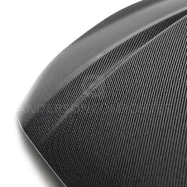 Anderson Composites, AC-HD18FDMU-CJ-DS, Type-CJ double sided carbon fiber 4 inch cowl hood for 2018-2020 Ford Mustang