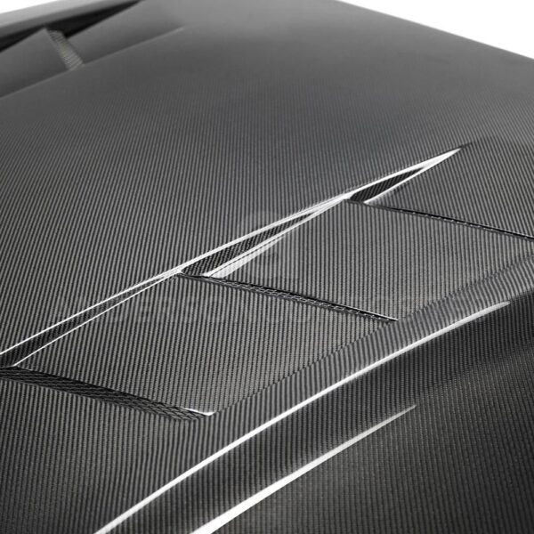 Anderson Composites, AC-HD18FDMU-SA-DS, Type-SA heat extractor double sided carbon fiber hood for 2018-2020 Ford Mustang