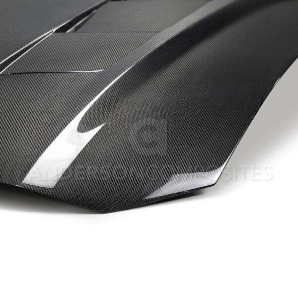 Anderson Composites, AC-HD18FDMU-SA-DS, Type-SA heat extractor double sided carbon fiber hood for 2018-2020 Ford Mustang