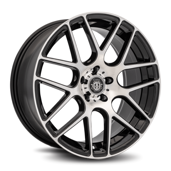 C7 19x8.5 5x120 35 72.56 Gloss Black Machine Face